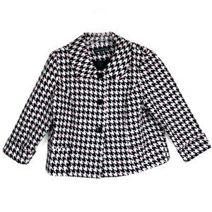 Harve Bernard Black, White & Pink Lined Houndstooth Cropped Jacket - PXL